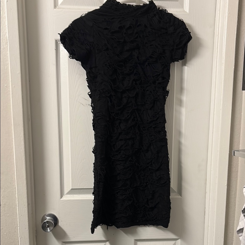 Bodycon Black Textured Mini Dress